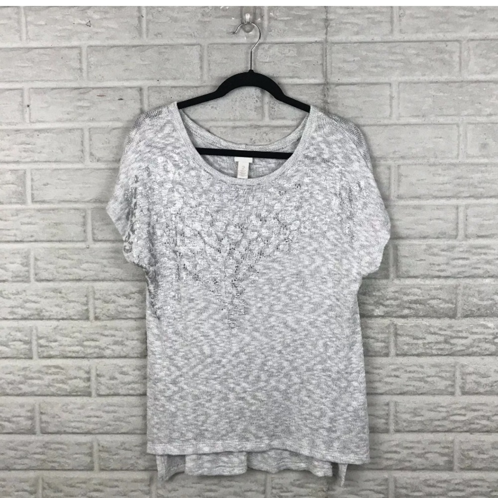 Chico’s Open Knit Embellished Top - Picture 3 of 11